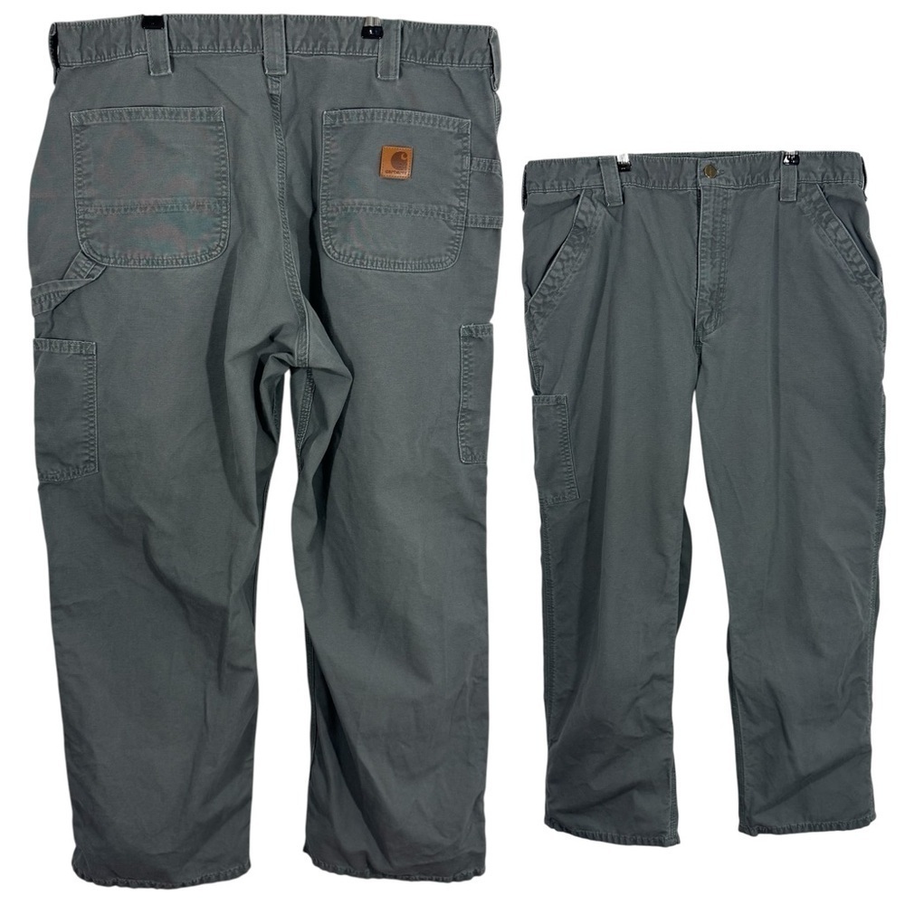 Carhartt Loose Original Fit Work Pants Mens 38/30 Grey 100% Cotton Carpenter EUC